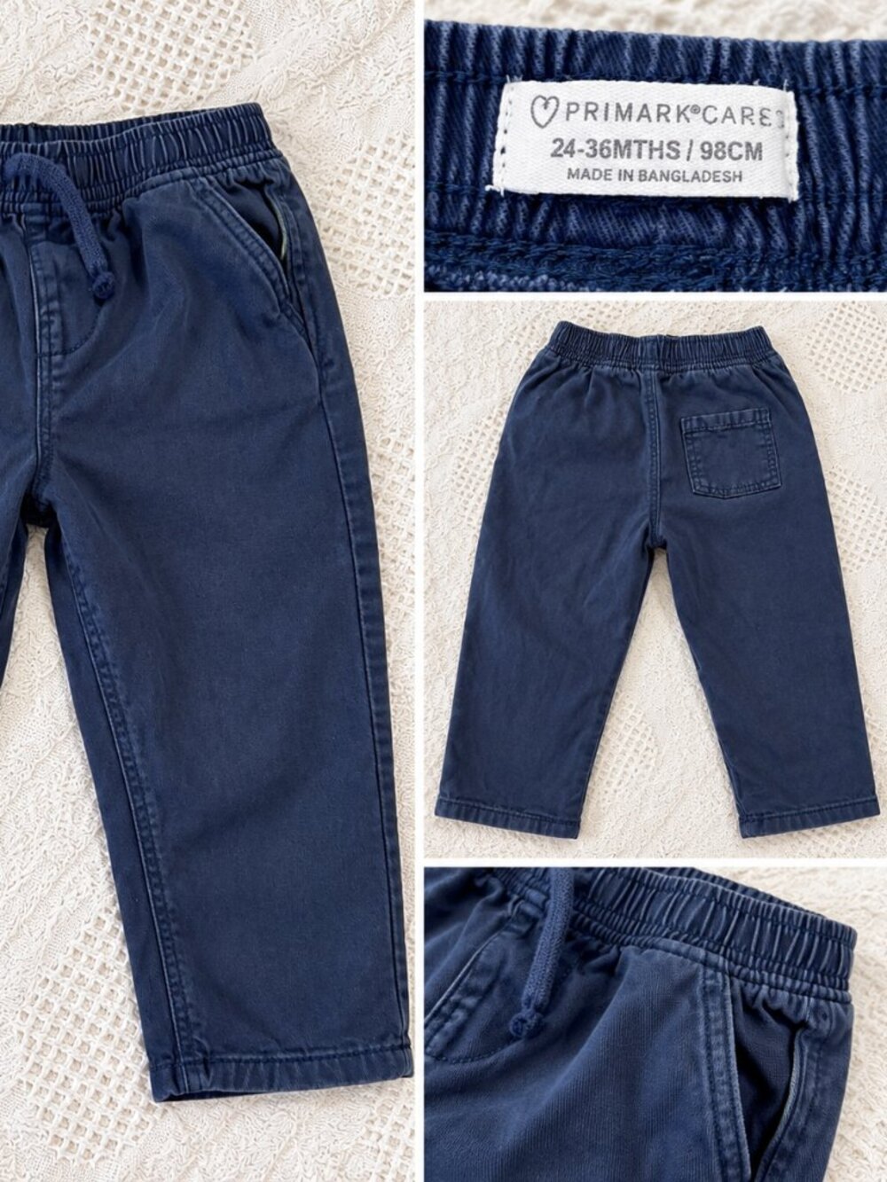 Primark Cares Toddler Boys Navy Blue Pull-On Pants 24-36M 98CM